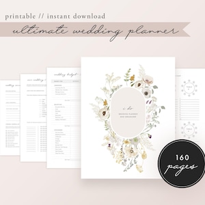 Eleganter Hochzeitsplaner zum Ausdrucken: Minimalistische Checklisten & Organizer Kit für die mühelose Vorbereitung
