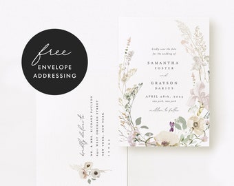 Save the Date Template, Save the Date Cards, Boho Save the Date, Rustic Save the Date, Floral Save the Date, Instant Download, GRA