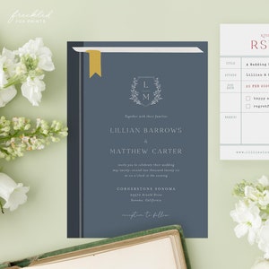 Personalized Storybook Wedding Invite Suite with Classic Literary Theme, JAC