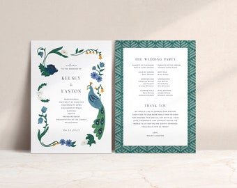 Art Nouveau Wedding Program, Wedding Program Fan Template, Ceremony Program, Printable Wedding Program, Wedding Timeline, Itinerary G2