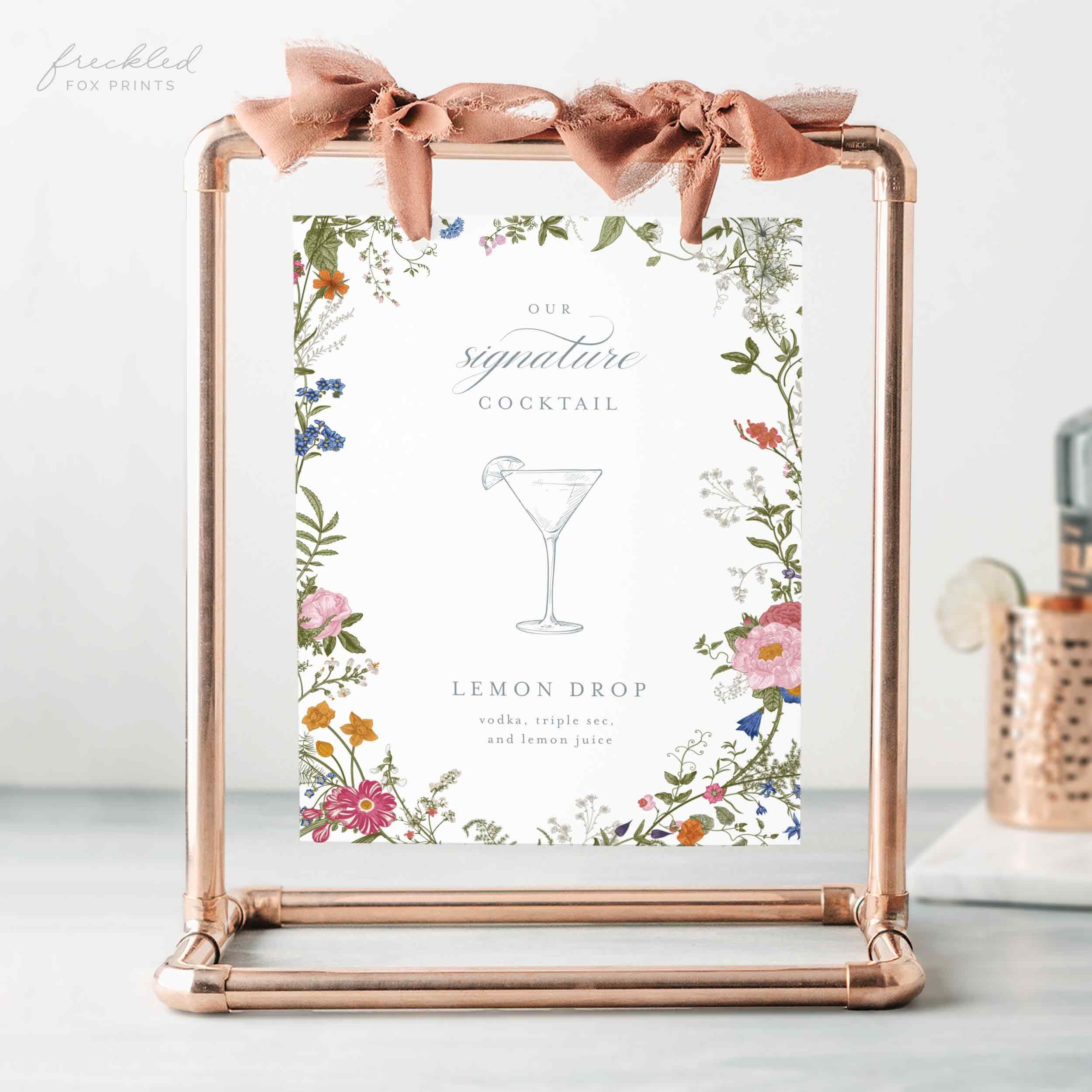 吹奏楽：『WILDFLOWERS』『DEJA VIEW』『SIGNATURES』 Vintage Botanical Wildflower Signature Drink Sign Template