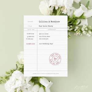 Bearbeitbare literarische Hochzeit speichern die Datumskartenvorlage, Buchthema, JAC