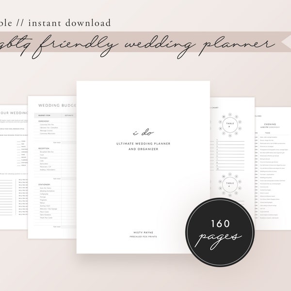 LGBTQ Wedding Planner Printable, Gay Wedding Planner, Minimalistic Wedding Planner, Wedding Planner Book, Digital Wedding Planner