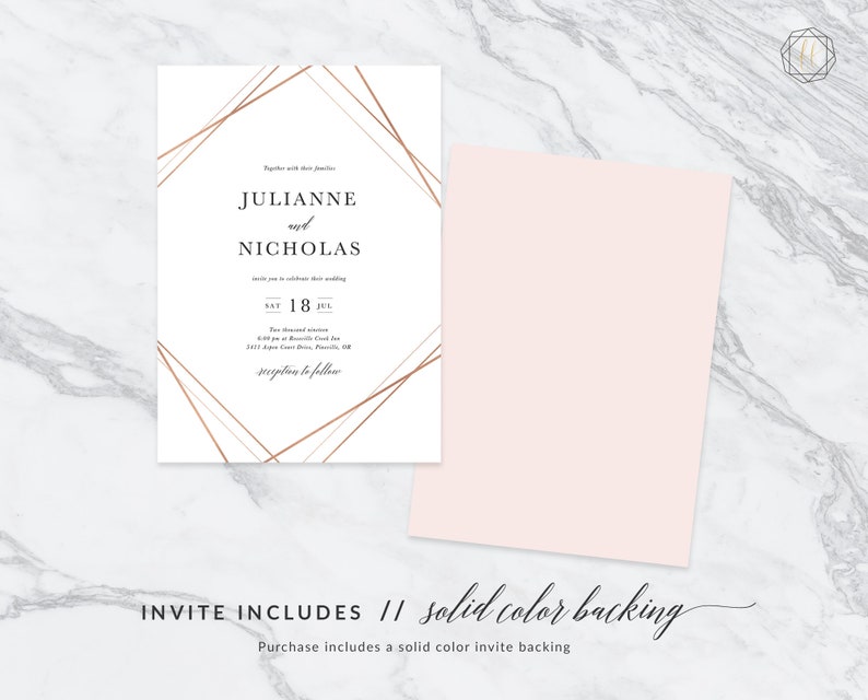 Wedding Invitation Suite #GIS Printable Wedding Invitation Simple Wedding Invitation Wedding Invitation Set Rose Gold Wedding Invitation