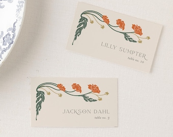 Editable Art Nouveau Wedding Escort Card Printable with Art Deco Style, ART1