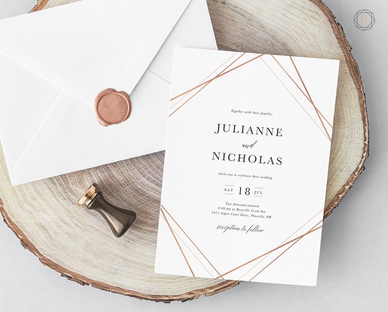 Wedding Invitation Suite #GIS Printable Wedding Invitation Simple Wedding Invitation Wedding Invitation Set Rose Gold Wedding Invitation
