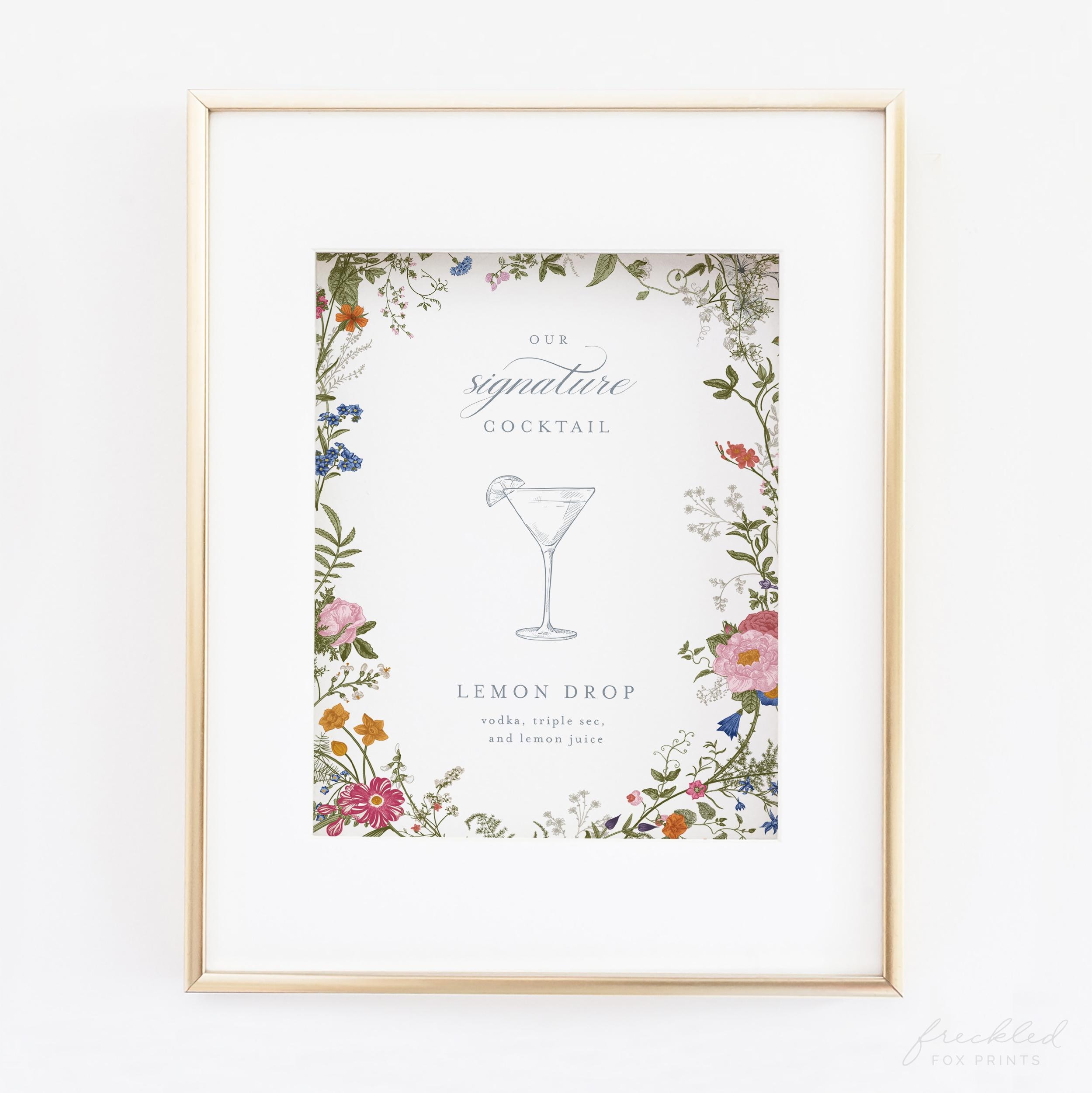 吹奏楽：『WILDFLOWERS』『DEJA VIEW』『SIGNATURES』 Vintage Botanical Wildflower Signature Drink Sign Template
