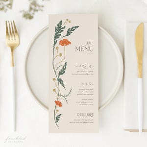 Szablon menu weselnego w stylu secesyjnym do wydrukowania, edytowalny, natychmiastowy do pobrania, ART1