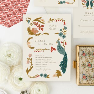 Vintage Botanical Art Deco Wedding Invitation Template, G3