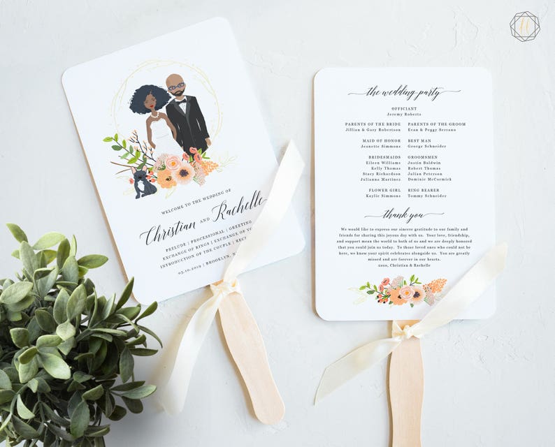 Wedding Program Fan Order Of Service Printable Wedding Program