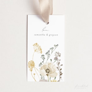 Customizable Wildflower Floral Thank You Tags for Weddings, Favors & Gifts - Printable Template, GRA