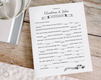 Wedding Mad Libs, Mad Libs Game, Alternative Guest Book, Wedding Game, Reception game, Printable Mad Libs, Personalized Mad Lib Game