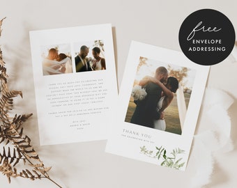 Photo thank You Card, Floral Thank You Card, Wedding Thank You Card Template, Thank You Card, Wedding Thank You, Greenery Wedding, AMA