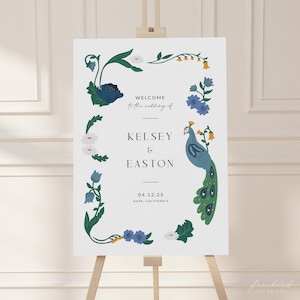 Floral Art Nouveau Wedding Welcome Sign Template, G2