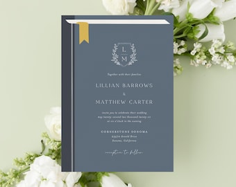 Personalized Storybook Wedding Invite with Classic Literary Theme, JAC