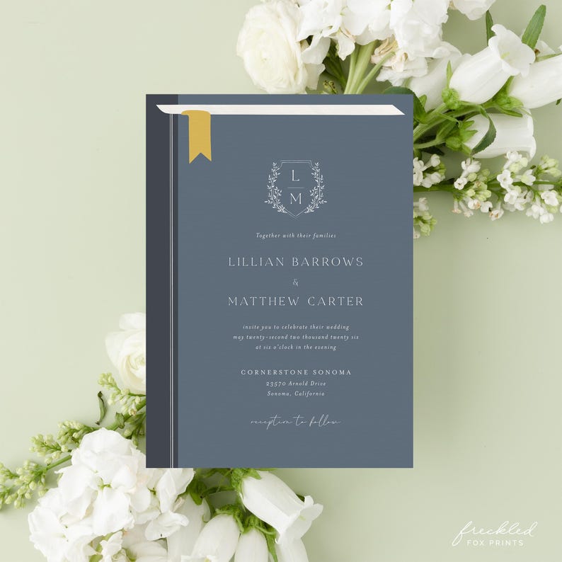Personalized Storybook Wedding Invite with Classic Literary Theme, JAC