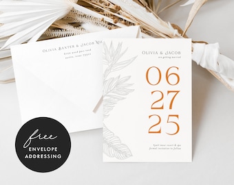 Modern Tropical Save the Date, Save the Date Template, Tropical Save the Date, Destination Wedding, Beach Wedding, Hawaii Save the Date, LEI