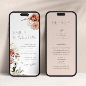 Modelo de convite eletrônico de casamento Boho Burgundy, Digital | EMILIA