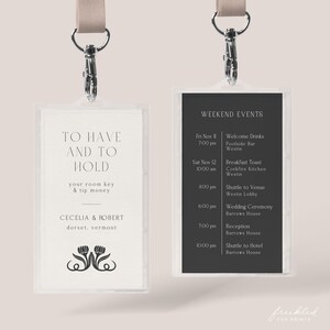 Elegante portatarjetas de hotel Art Deco y plantilla de itinerario de boda: agenda de destino imprimible, AD2