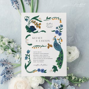 Vintage Botanical Art Deco Wedding Invite Template, G2