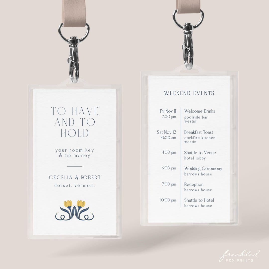 Elegant Art Deco Hotel Key Card Welcome & Wedding Itinerary Template ...