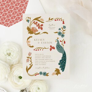 Botanical Art Deco Wedding Invite Template, Vintage Retro Design, G3