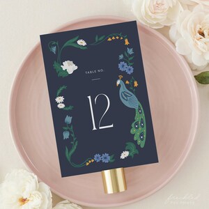 Printable Art Nouveau Table Number Card for Wedding Reception, GI