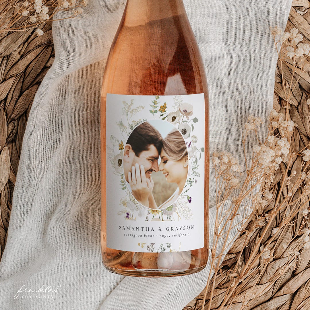 Customizable Botanical Wine Bottle Label Template With Photo ...