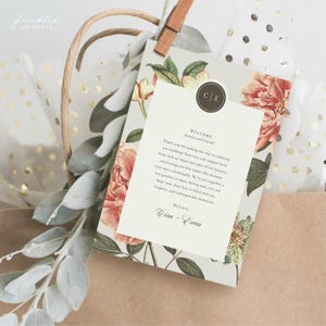 Bohemian Floral Wedding Weekend Itinerary, Printable Welcome Letter | COR