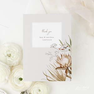 Plantilla de tarjeta de agradecimiento de boda rústica / Tarjeta de notas bohemia imprimible / Diseño plegable otoñal editable / Descarga instantánea, KAT