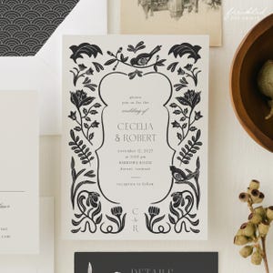 Art Deco Floral Wedding Invitation Template: 1920s Gatsby Style (Printable) AD2