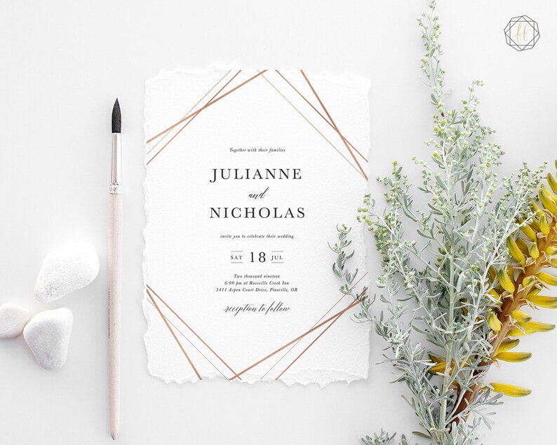 Wedding Invitation Suite #GIS Printable Wedding Invitation Simple Wedding Invitation Wedding Invitation Set Rose Gold Wedding Invitation