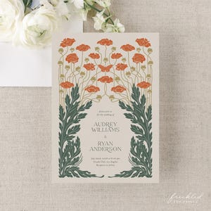 Elegant Art Nouveau Wedding Invitation Suite: Vintage-Inspired Editable Template for Instant Download, ART1