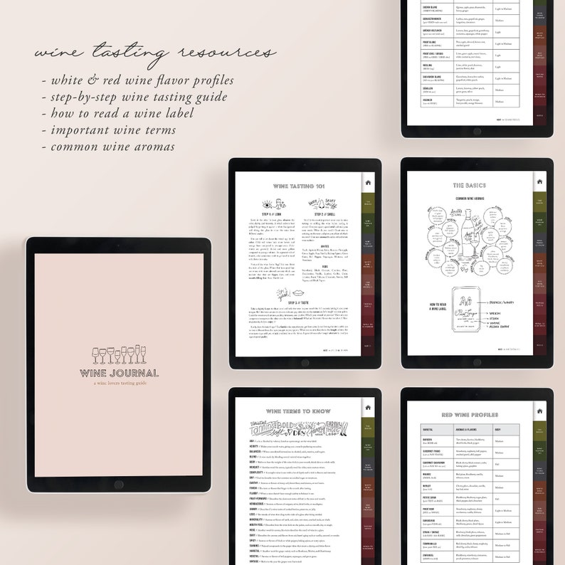 Digital Wine Journal Wine Tasting Journal Wine Tracker Wine Etsy