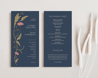 Art Nouveau Wedding Program, Wedding Program Template, Ceremony Program, Printable Wedding Program, Wedding Timeline, Wedding Itinerary ART3