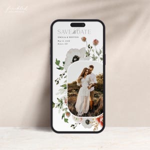 素朴な電子 Save the Date テンプレート、デジタル、ボヘミアン バーガンディ | EMILIA
