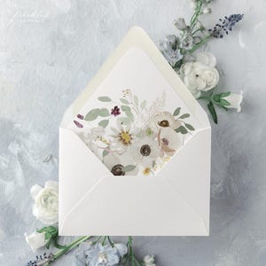 Boho Floral Envelope Liner Template for A7, A1, Euro Flap Invitations - DIY Wedding Stationery Insert, GRA