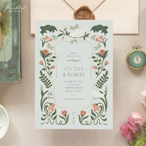 Art Deco Floral Wedding Invitation Template: 1920s Gatsby Style (Printable) AD1