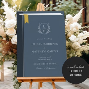 Book Cover Wedding Welcome Sign, Book Themed Welcome Sign, Monogeram Wedding Welcome Sign, Wedding Welcome Sign Template, Printable, JAC