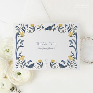 Elegante Art-Deco-Hochzeit Dankeskartenvorlage - druckbare, bearbeitbare Vintage Nouveau Notecard, AD4