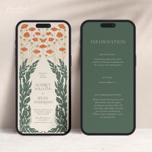 Vintage Jugendstil Einladungskarte Hochzeit, ART1