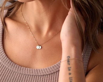 Tiny Initial Disc Necklace