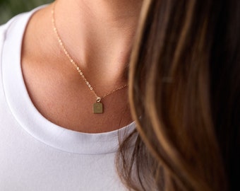 Square Initialed Keyhole Necklace