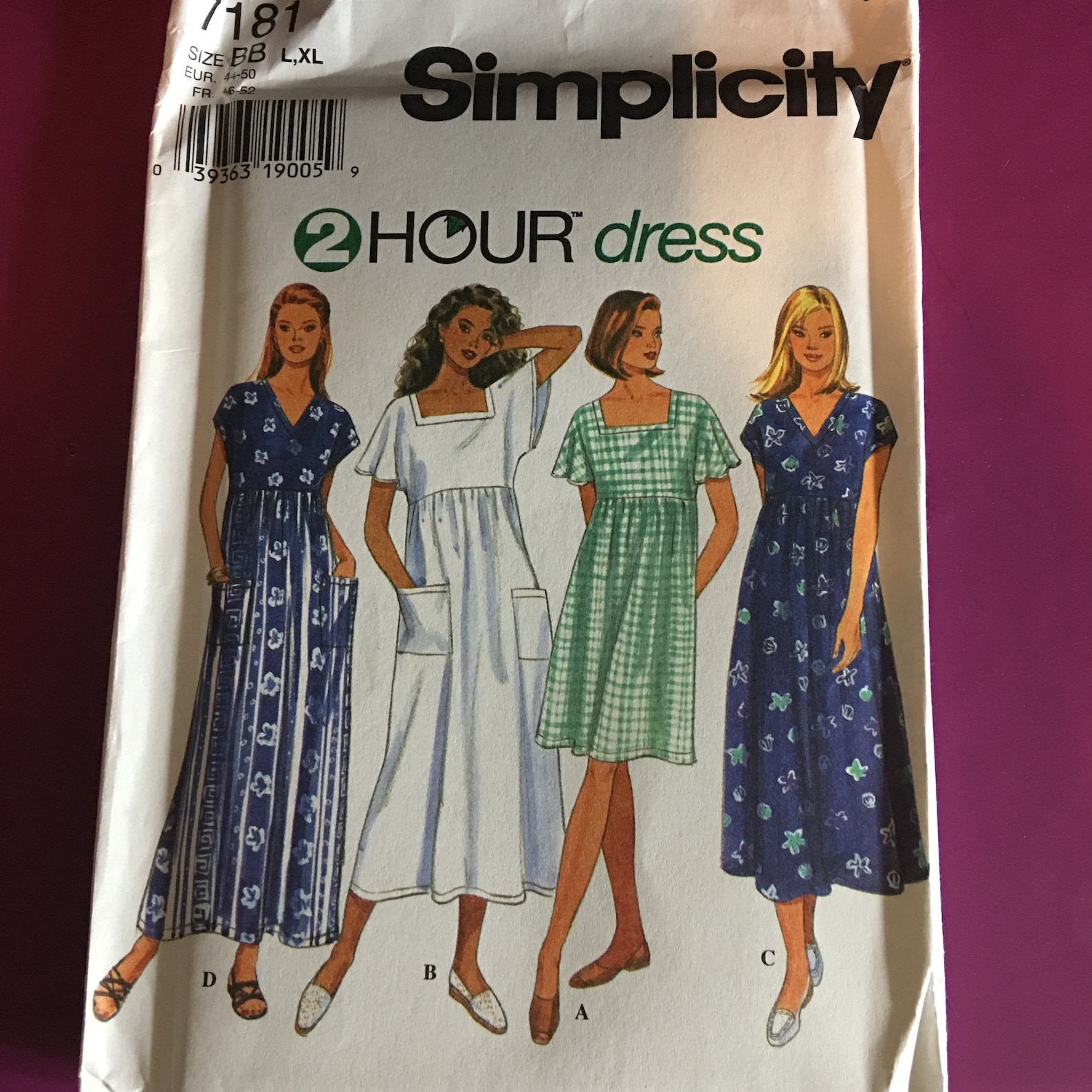 Simplicity Sewing Pattern 7181 Pullover Dress Size BB Large Etsy