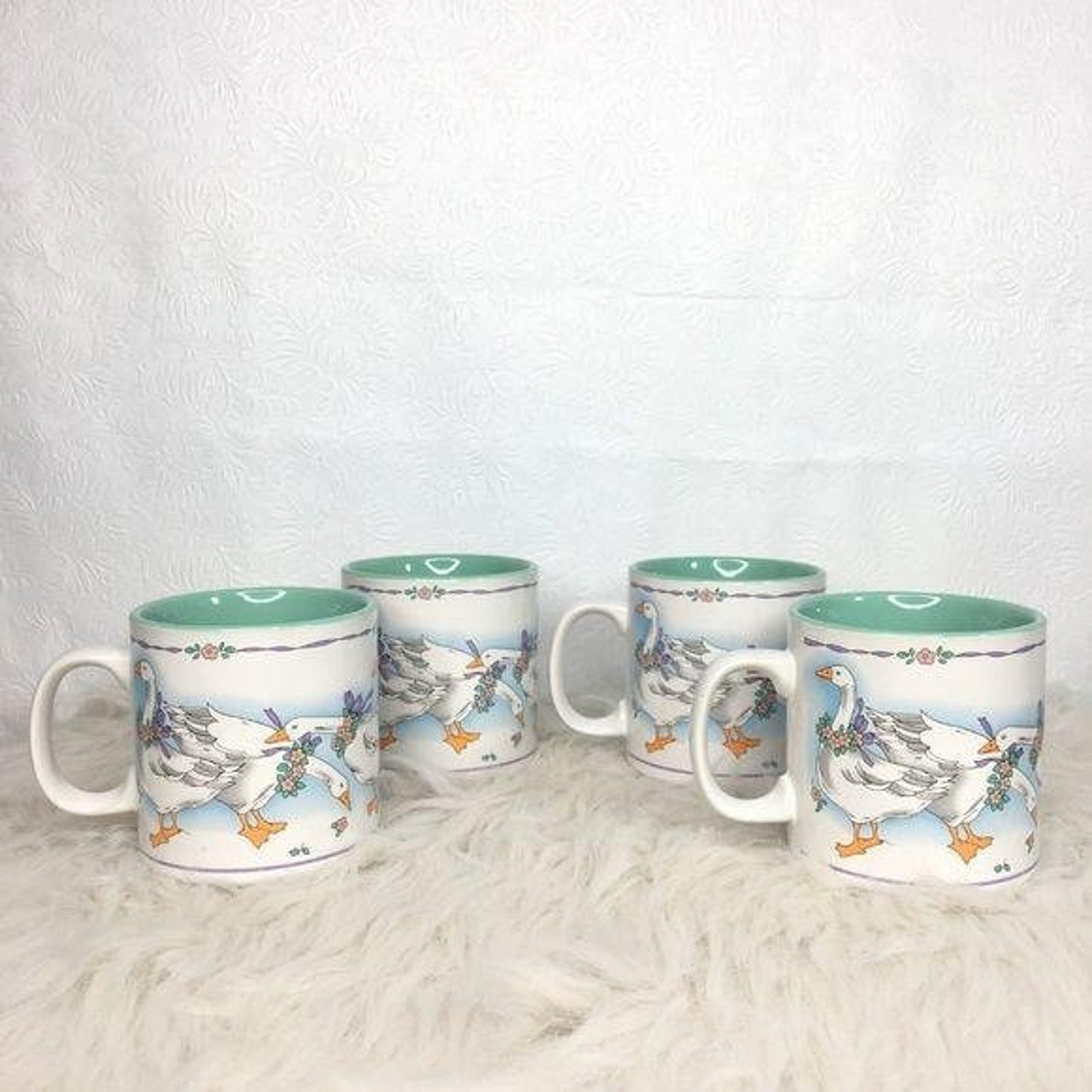 Vintage 4 Goose Geese Coffee Mugs From Papel Etsy