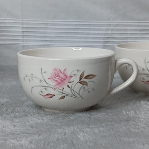 Set of 3 Mt. Rose By Mount Clemens Coffee Teacups Pint Roses Vintage China