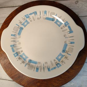 Royal China Blue Heaven Pattern Round 11 5/8&quot; Handled Cake Plate Platter
