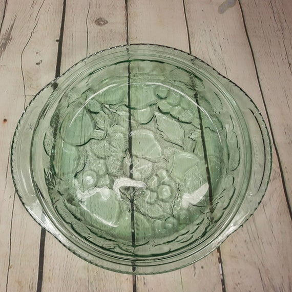 Vintage Libbey Orchard Fruit Green Glass Oven Proof 11 Etsy