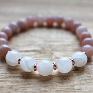 Sunstone Moonstone Mala Bracelet, Wrist Mala Beads, Yoga Bracelet, Mala Bracelet, Yoga Jewelry, Spiritual Jewelry, Sacred Crystals