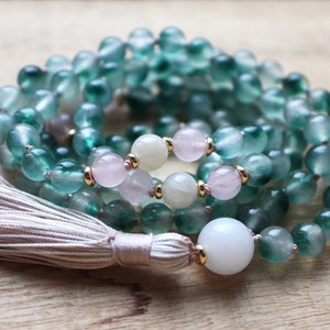 rose quartz mala beads